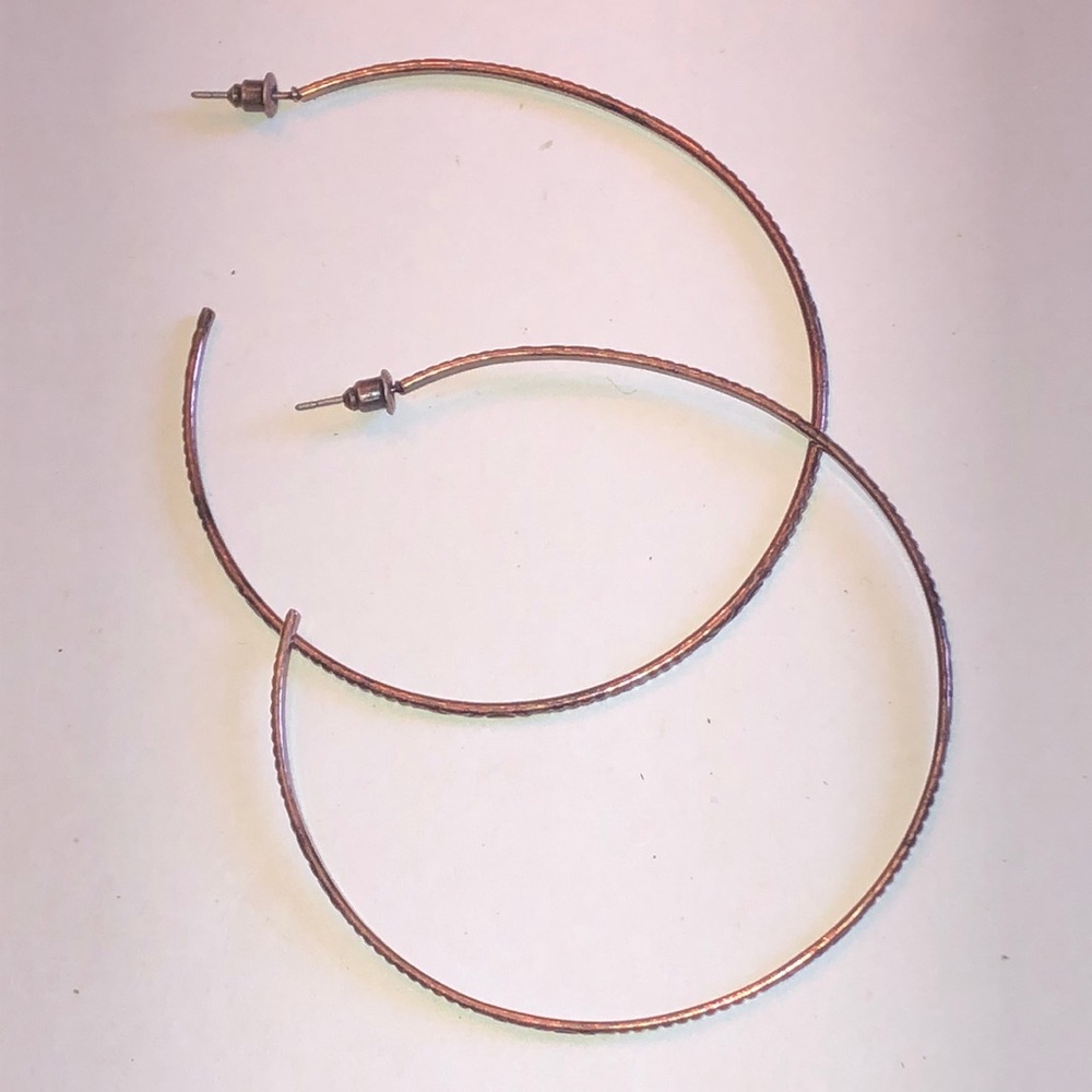 Classic Thin Copper Tone Huge Boho Hoop Earrings